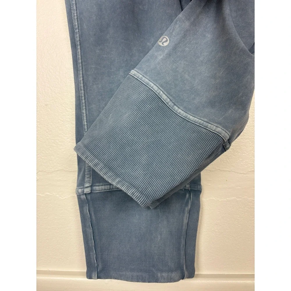 Lululemon Wunder Under Crop Ribbed Leggings‎ Size 10 Washed Blue Moon 23